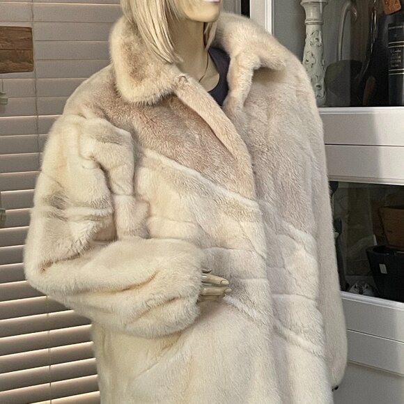 Women Beautiful Shadow Authentic Mink Fur 3/4 Coat Sz 10-12 - Picture 4 of 9